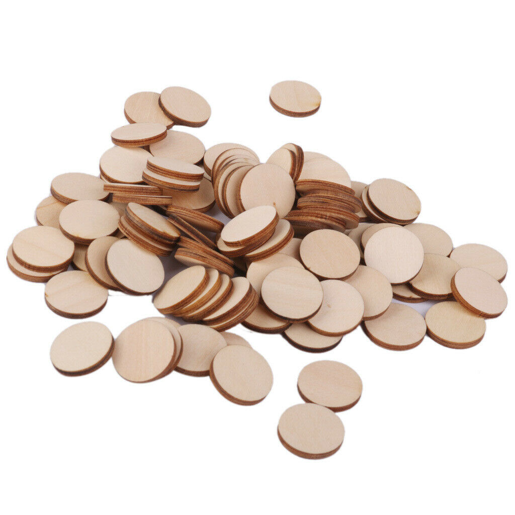 200 Natural Unfinished Round Wood Circle Cutout 10mm 20mm DIY Hobbies Craft