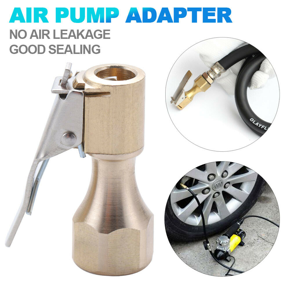 2X Tyre Valve Air Chuck Inflator Pump Connector Adapter Brass Clip on Car 8mm UK