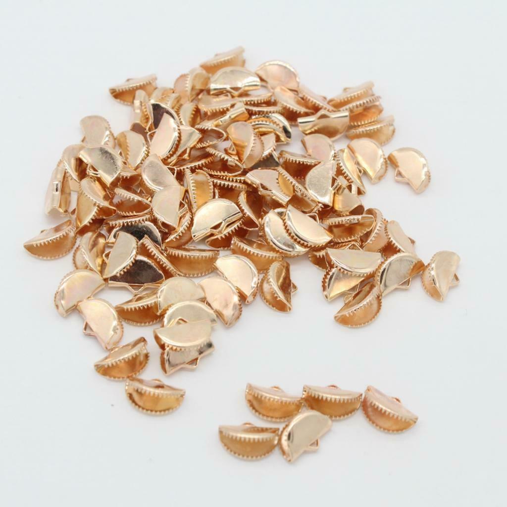 200pcs Ribbon Crimp End Clip Clamp Cord   Tip DIY Jewelry Making Findings