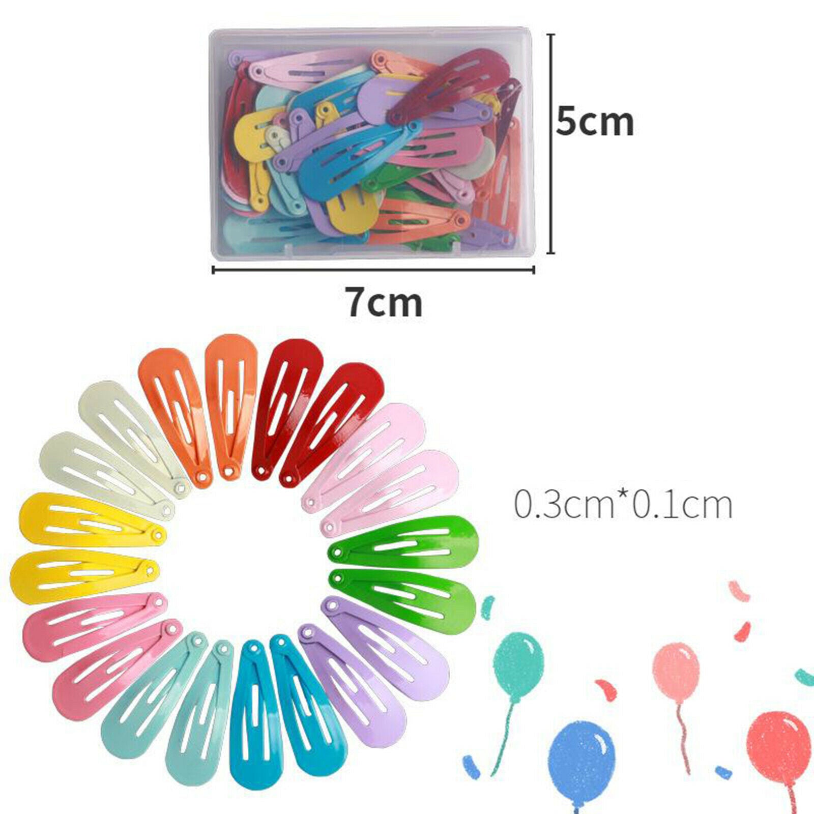 50x Girl Hair Clips 10 Assorted Colors Non- Metal Hair Barrettes Hair