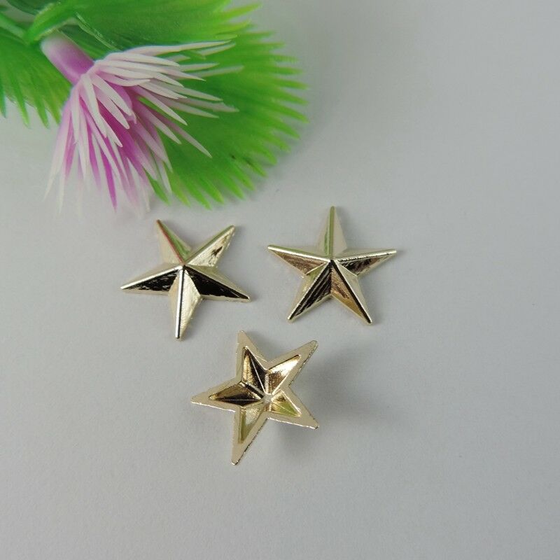 50 pcs Golden Alloy Five-pointed Star Embellishment Jewelry Art Craft Decor 9mm
