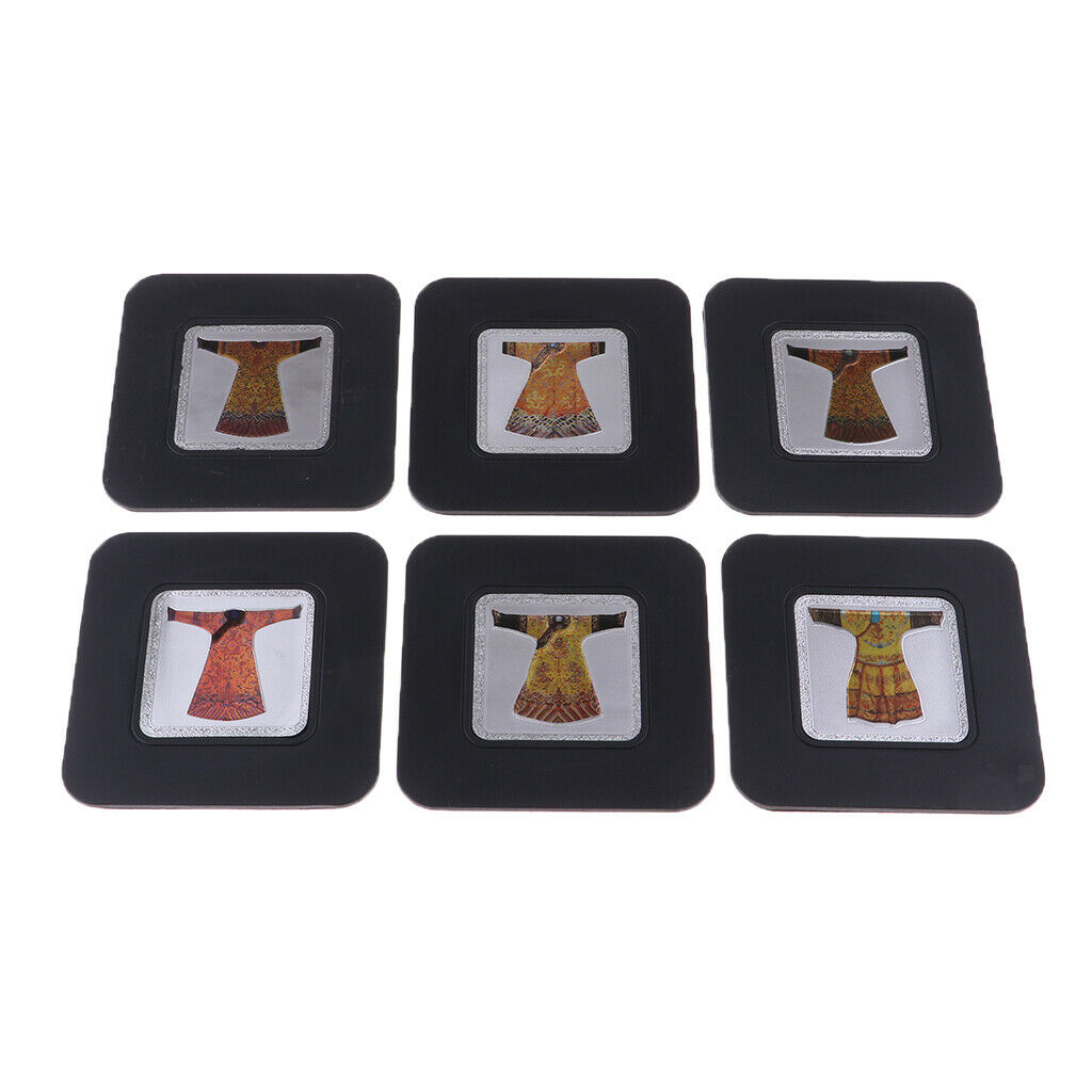 1 Set 9x9cm Creative Chinese Style Element Insulated Silicone Coasters Style 2