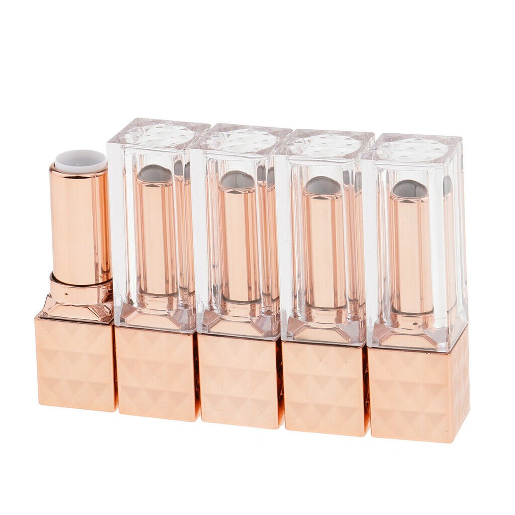 Pack of 5 Diamond Pattern DIY Lipstick Tubes Containers with Clear   Set