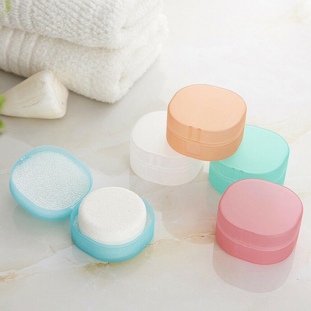 Small Square Portable Travel Soap Dish Holder Box Shower Bath Container Random