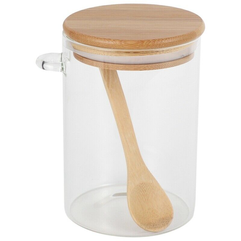 Food Storage Glass Jar Clear Sealed Canister Container with Lid and Spoon for N2