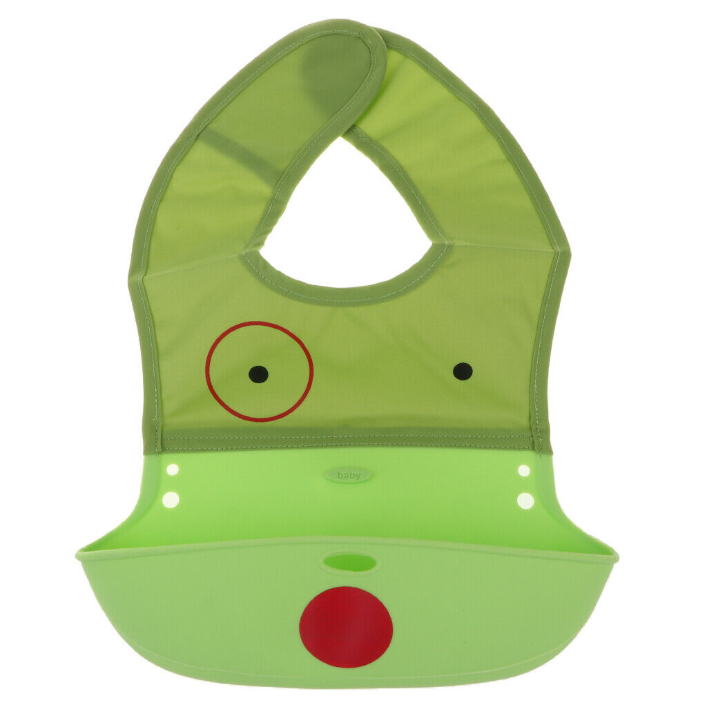 Waterproof Silicone Bib Soft Baby Bibs Easily Wipes Clean Green Dog