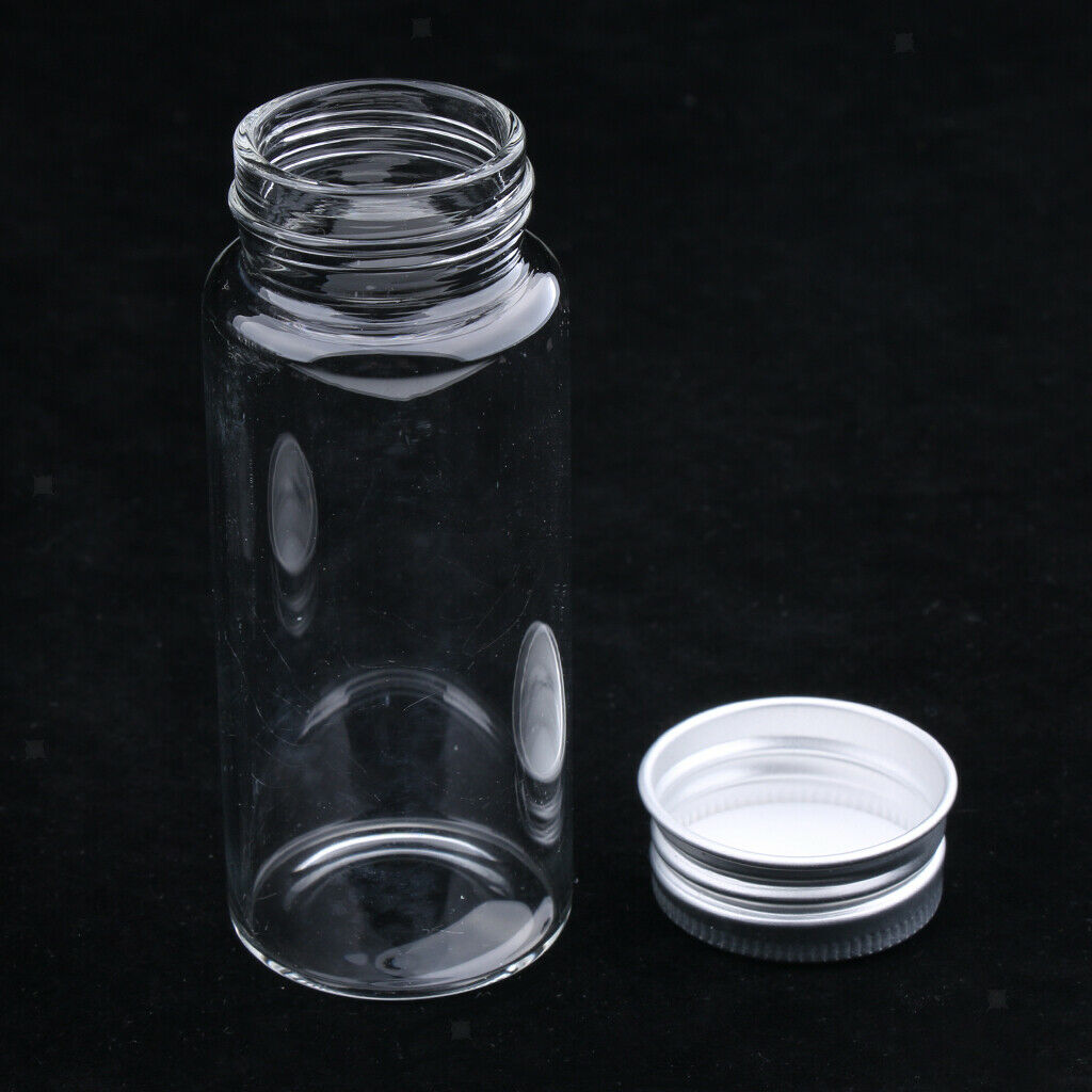 10x High Borosilicate Sample Vials Clear Glass Bottles wit Aluminum   50ml
