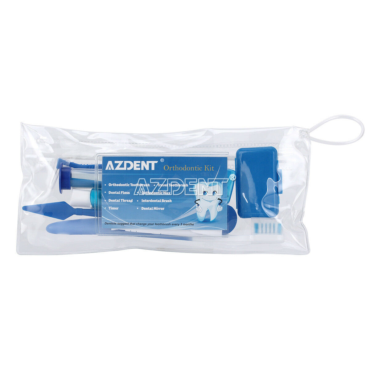 10xAZDENT Dental Orthodontic Oral Care Kit Brush Ties Toothbrush 8Pcs/Kit Blue