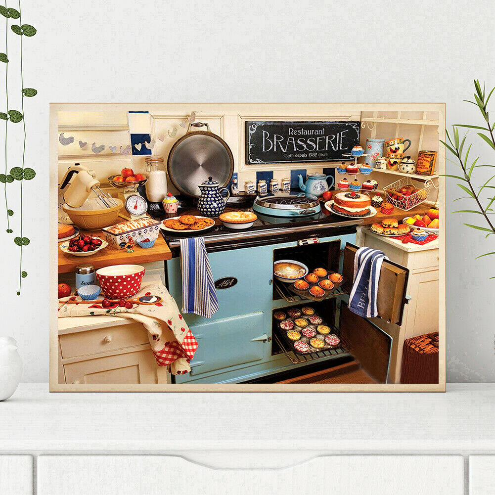 Mosaic Kitchen Pattern 5D DIY Full Drill Diamond Painting Cross Stitch Kit @