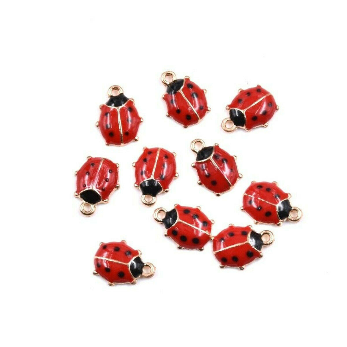 10pcs Ladybird Ladybug Enamel Charm Pendant 11*9MM For DIY  Earrings Bracelet