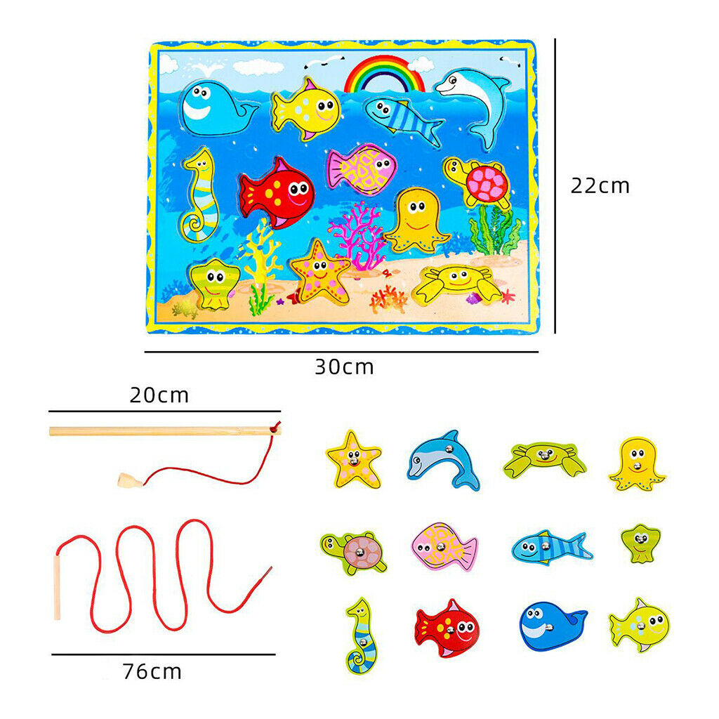 Magnetic Fishing Game Toddler Wooden Toys Fish Board Games for 3 4 Year Old