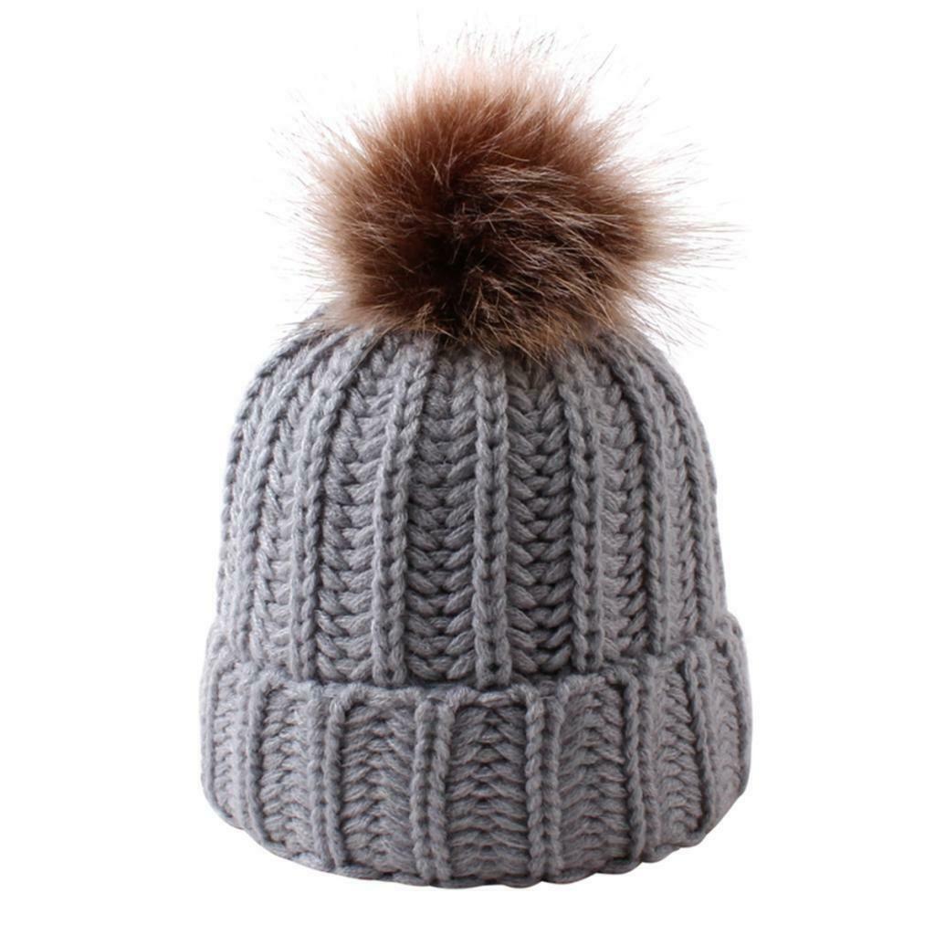 Parent Child Warmer Hat Mother Daughter Son Winter Warm Knit Hat Gray