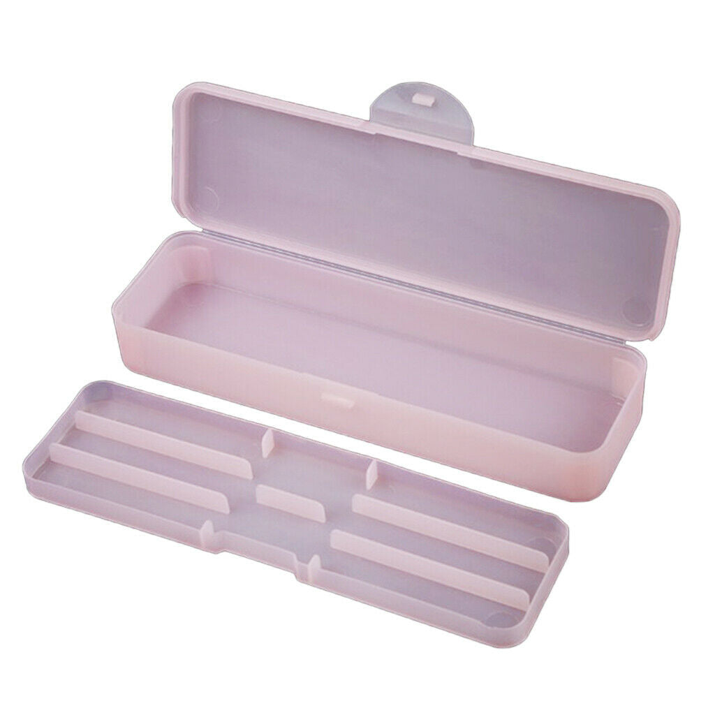 2x Double Layer Empty Storage Box Nail Art Files Container Case White+Pink
