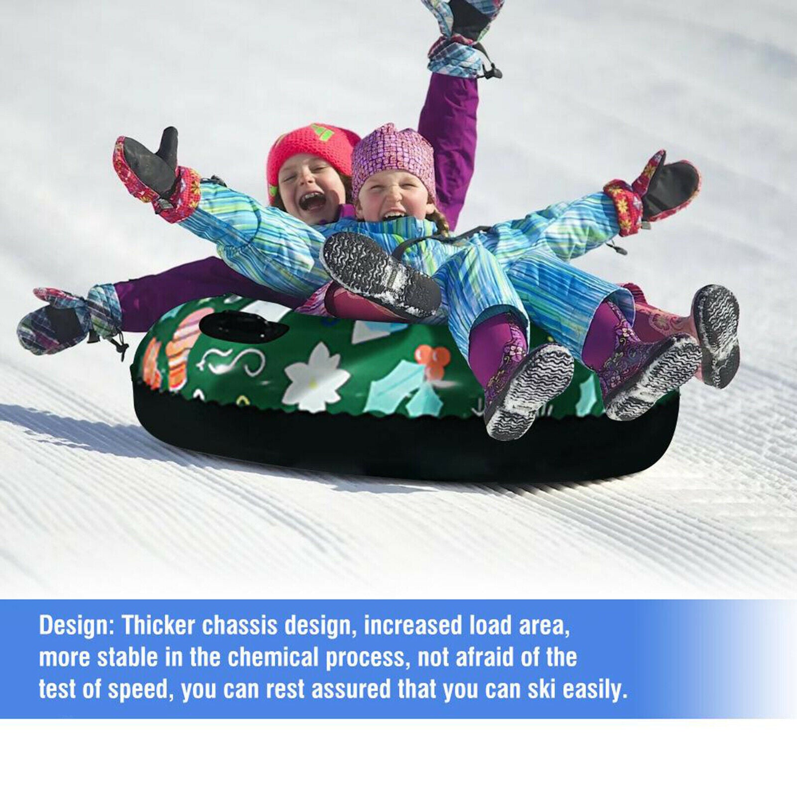 Snow Tube Inflatable Snow Sled - 47 inches Heavy-Duty Snow Tube for Kids &