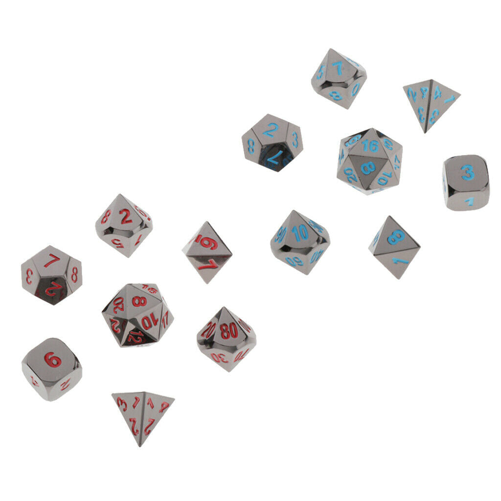 7pcs/pack Zinc Alloy Dice for Dragon Scales DnD Board Games Black Nickel Red