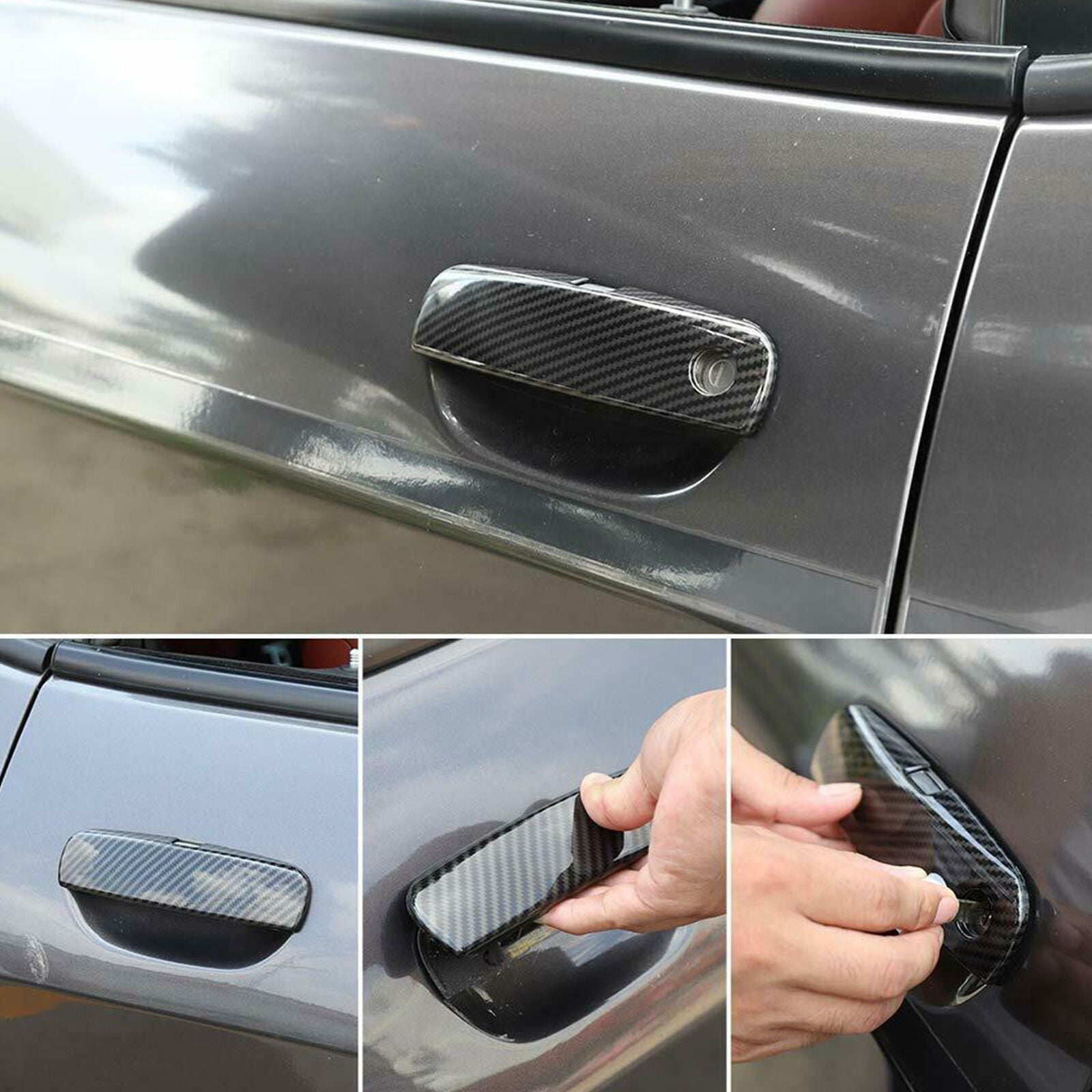 Car Door Handle Trim Cover Accessories for Dodge Challenger 2012-19 Carbon Fiber