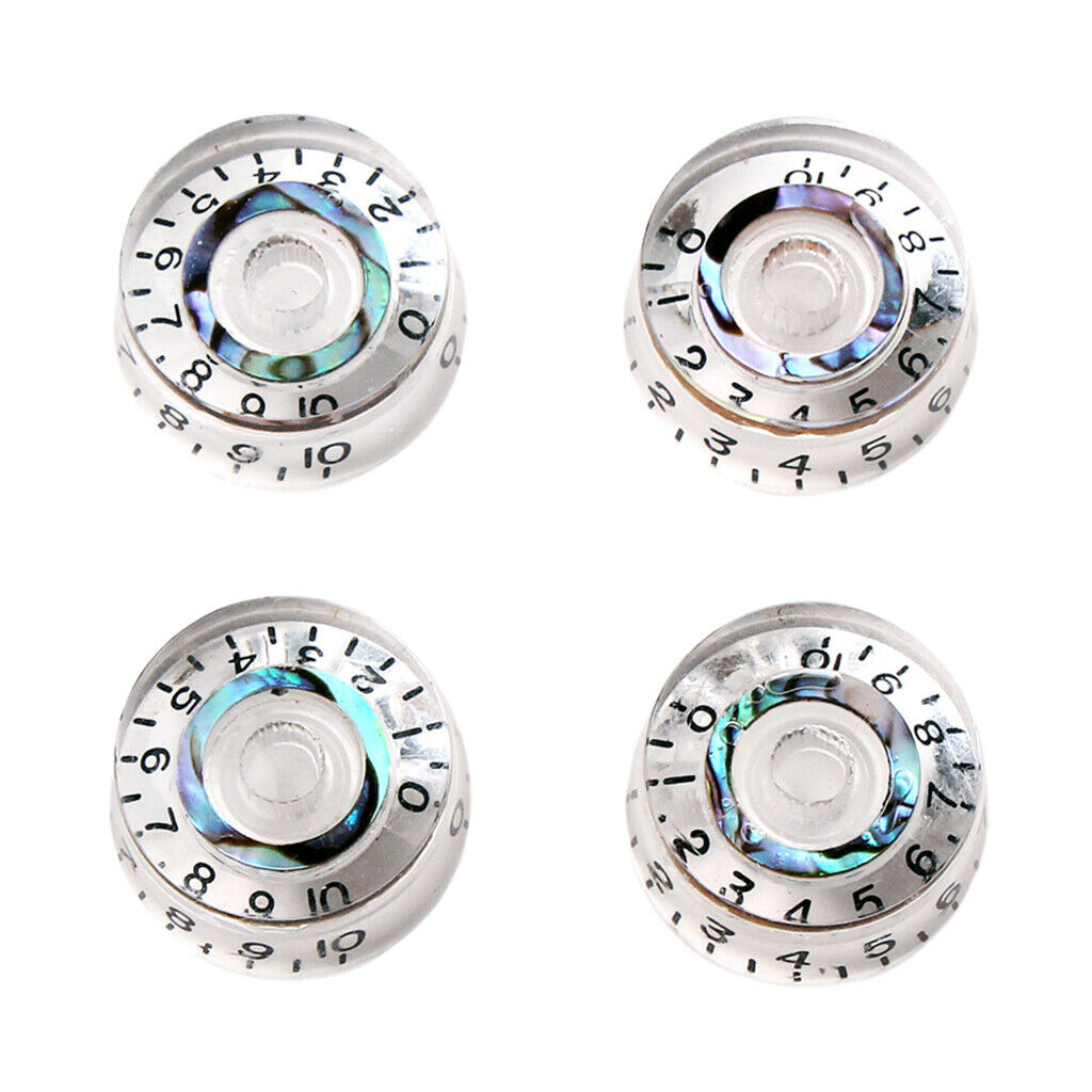 Durable 4Pcs Transparent Volume Tone Control Knob Tuning Dial Button for Les