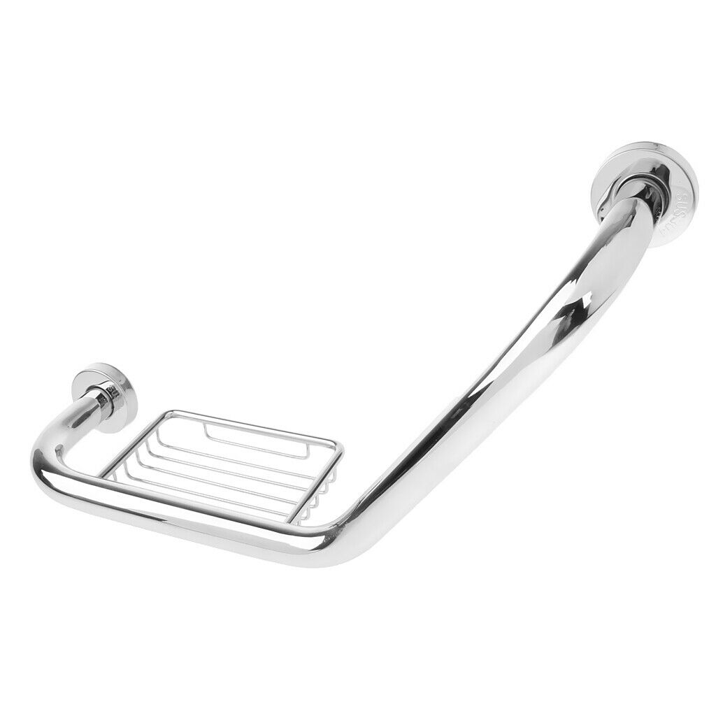 Bathroom Shower Toilet Bath Grab Bar Safety Handrail with Soap Dish Holder