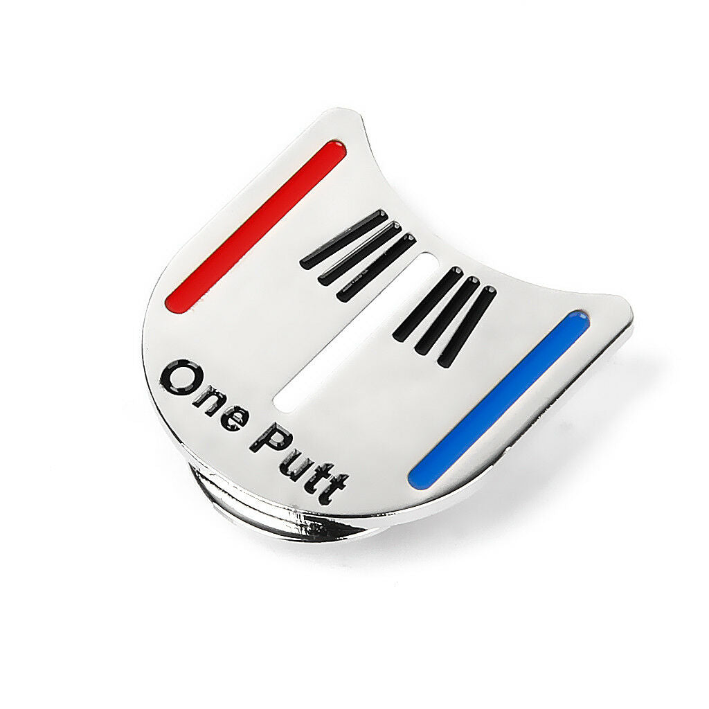 Red White Blue Striped One Putt Golf Putting Alignment Ball Marker +Hat Clip