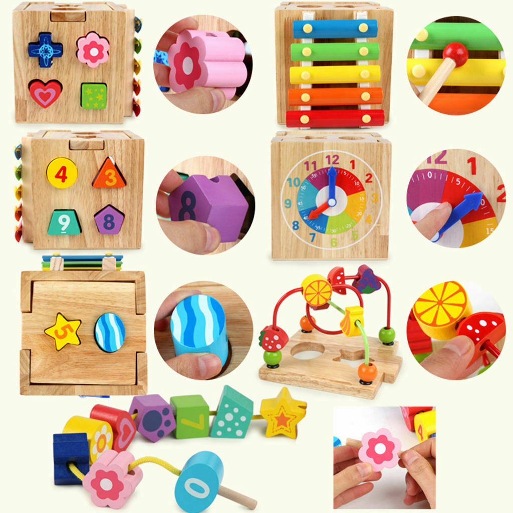 Activity Cubes Busy Board Shape Sorter Preschool for Boys Girls Toddler Gift