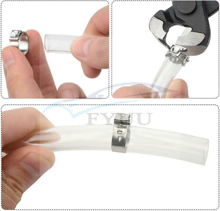 60 x Single Ear Plus Stainless Steel Hydraulic Hose Clamps O Clips Pipe Fuel Air
