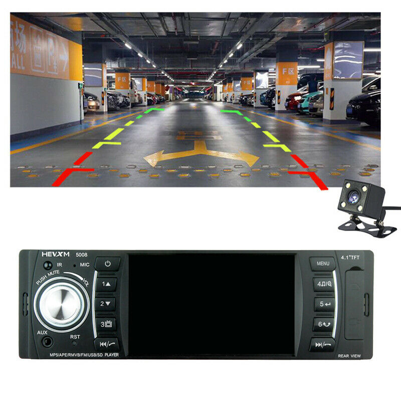 4.1" 1DIN Car MP5 Player Bluetooth Radio Multimedia Audio Video+CAMERA TF AUX