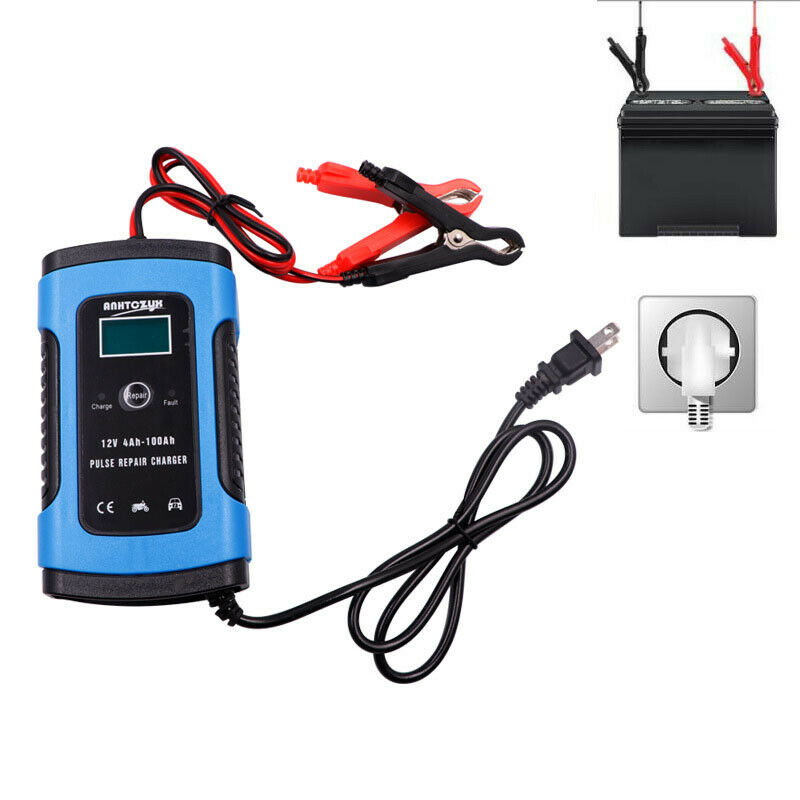Car Battery Charger 12V 6A LCD Intelligent Automatic Motorcycle Pulse Lawn Mower