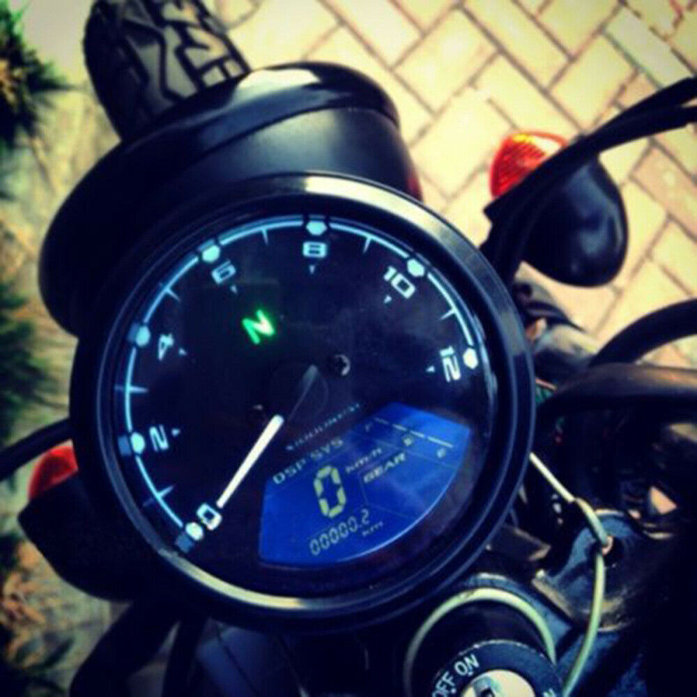 DC 12V LCD Digital Motorcycle Speedometer Odometer Motor Bike Tachometer Gauge