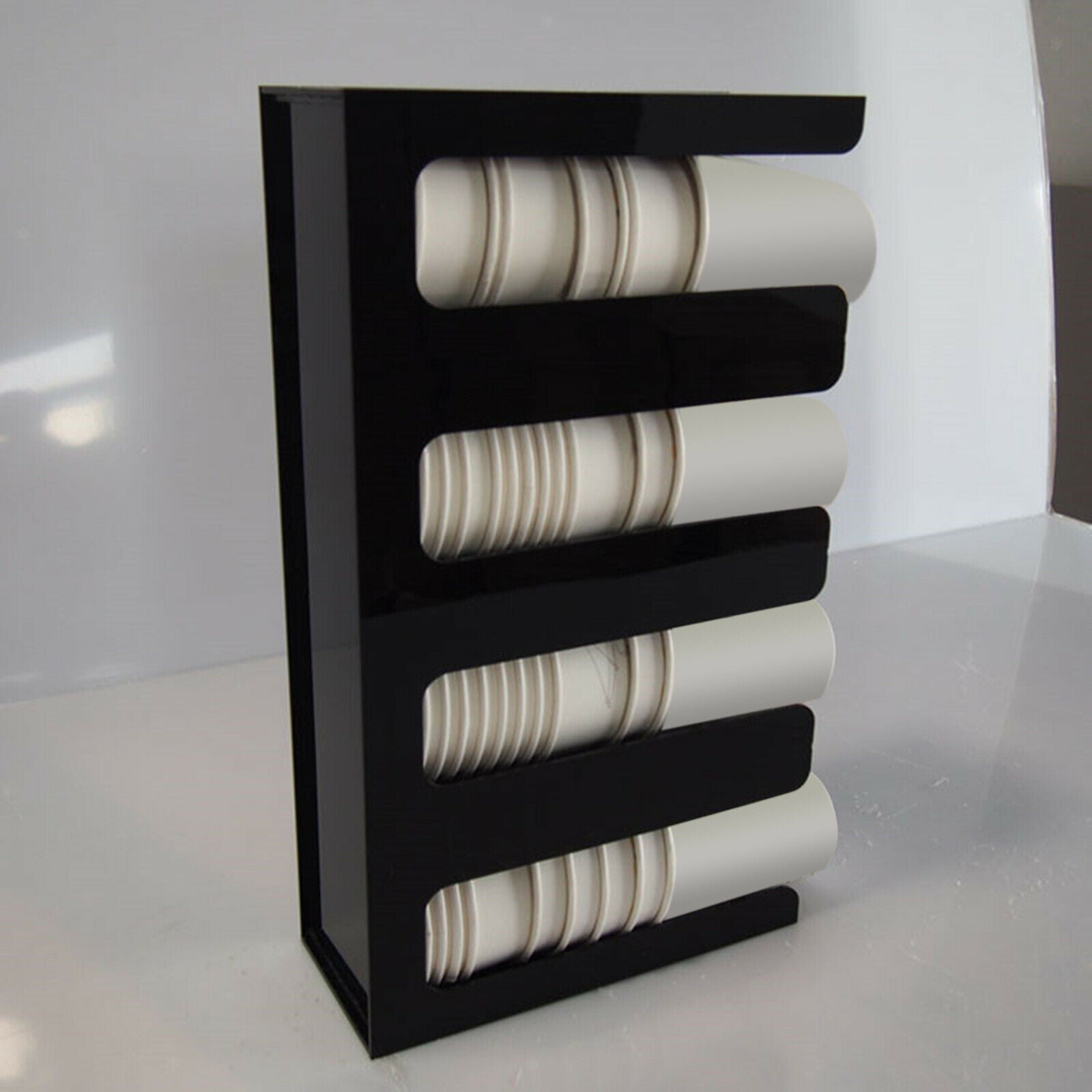 Breakroom 4 Compartments Coffee Cup Organizer Rack Disposable Cup Dispenser