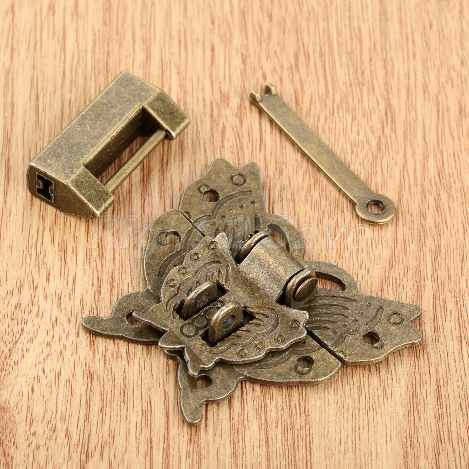 1 Set 60*38*13mm Padlock Lock Key w/ Butterfly Jewelry Box Latch Clasp Hardware