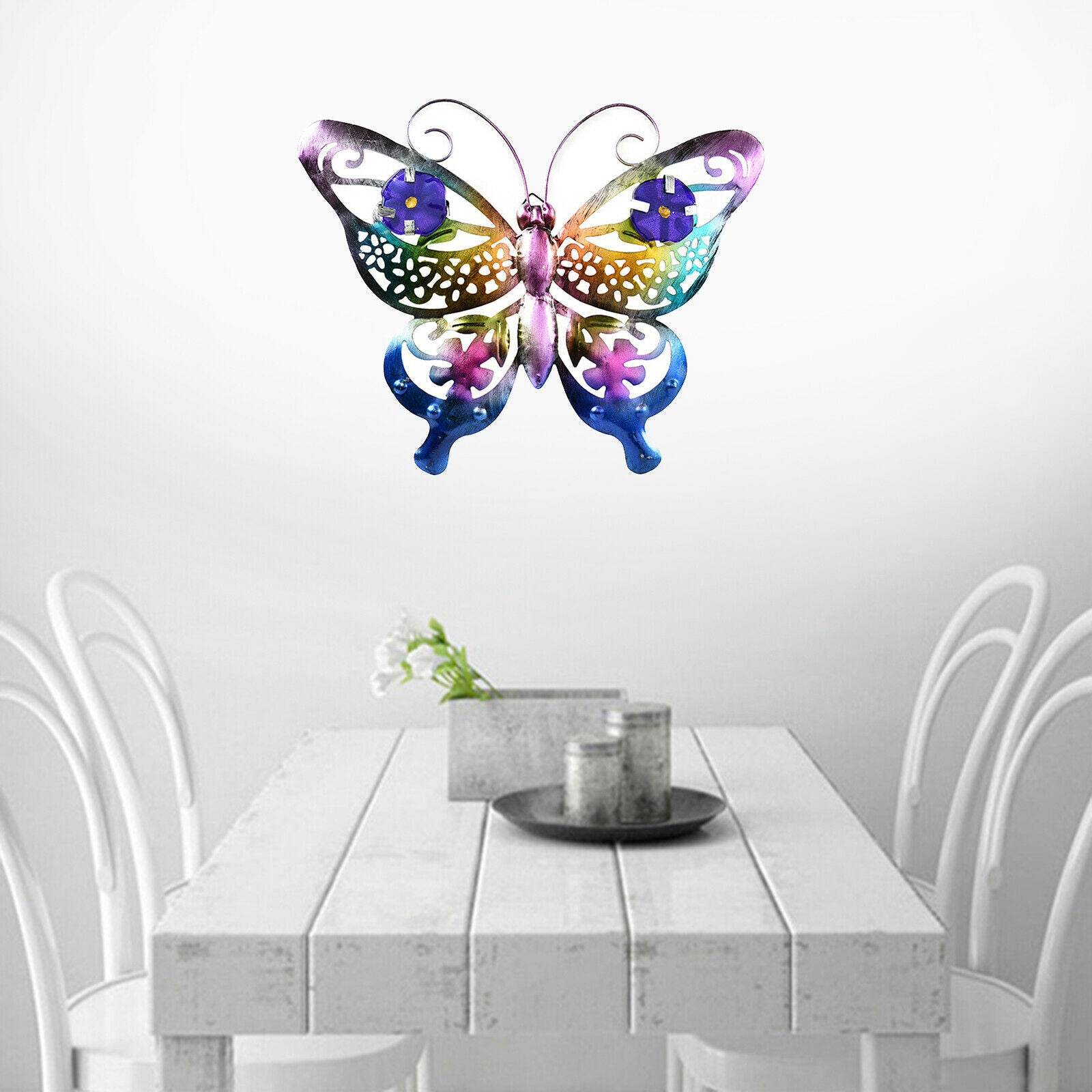 2pcs Metal Butterfly Wall Art Fence Sculpture Home Garden Hanging Decor