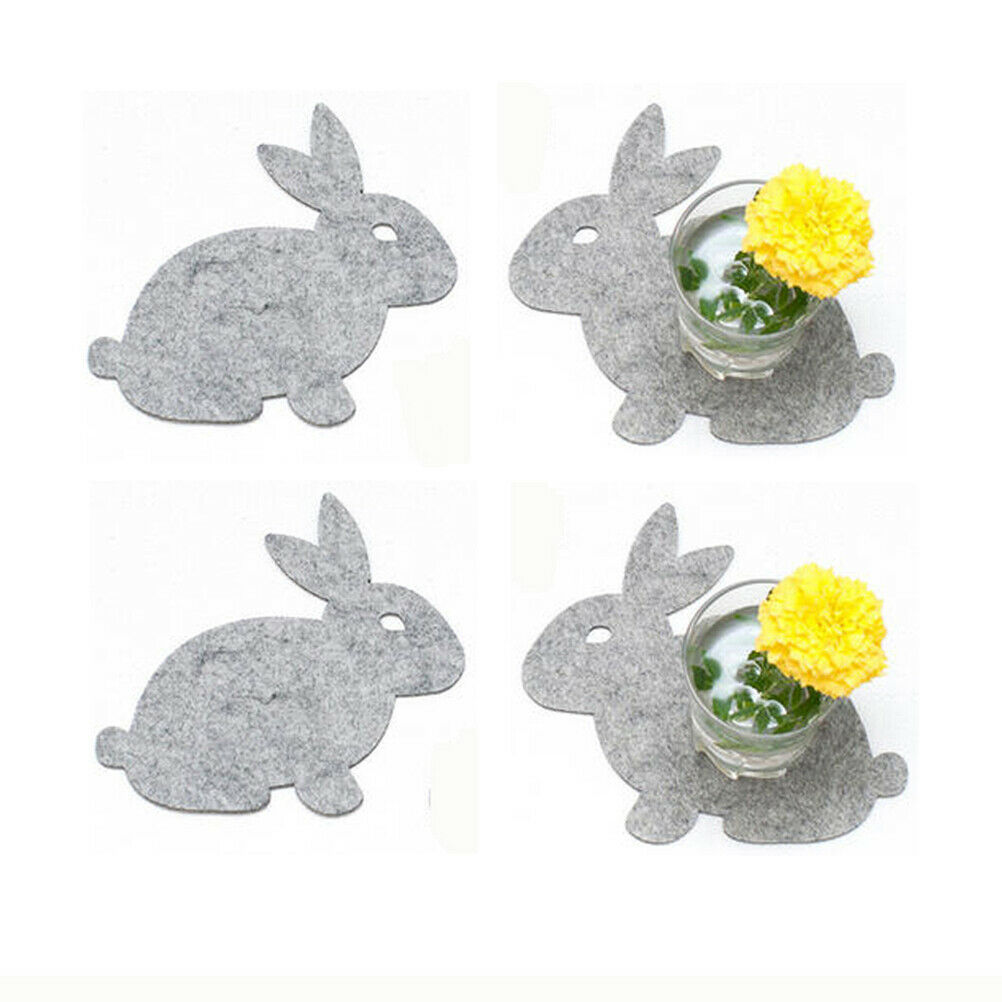 Cute Rabbit Placemat Home Kitchen Easter Table Mat Fabric Coaster Dining Pad Mat