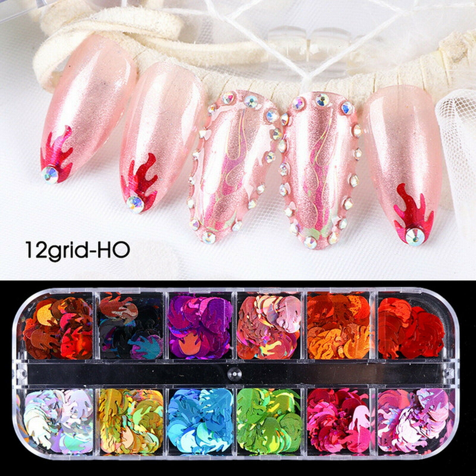 Flame Nail Art Glitters Fire Nail Sequins Flakes Holographic Fire Nail Stickers