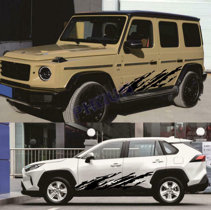 2x Universal Car Body Stickers Graphics Black Mud Splash Style 89.8" x 21.7"