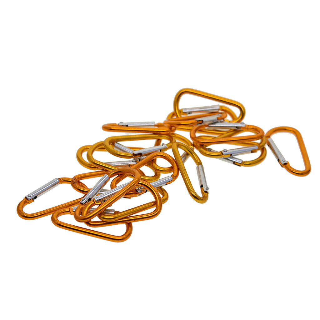 20 Pieces Wholesale Golden Tone Aluminum Carabiner D-Ring Key Chain Clip Hook