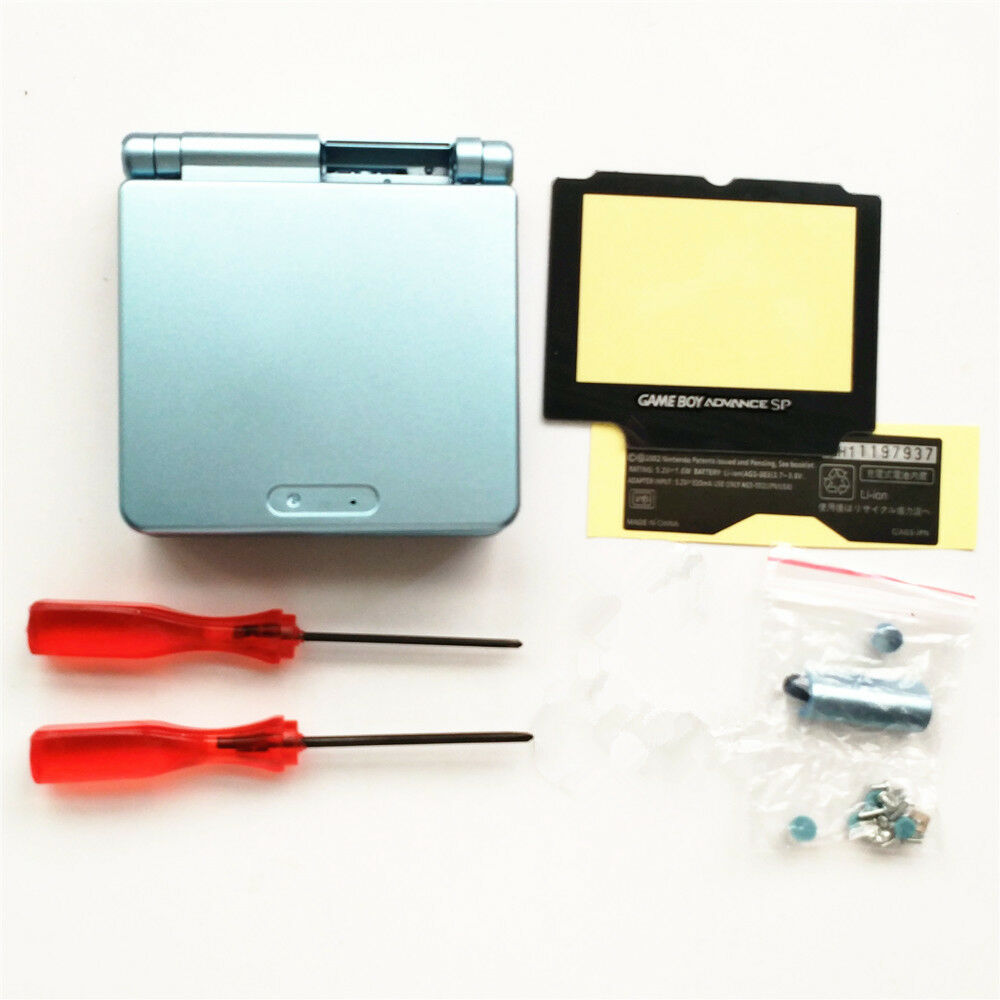 Light Blue Housing Shell Case for GBA SP Gameboy Advance - White Buttons