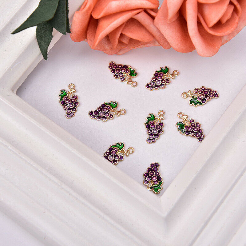 10Pcs/lot Alloy Enamel Grape Fruit Charms Pendants Craft DIY Jewelry Findings NC