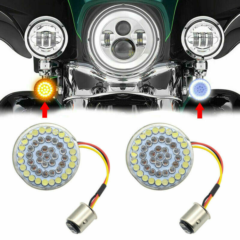 Motorcycle Front LED Turn Signal Indicator Lights Smoke Lens Covers Universal