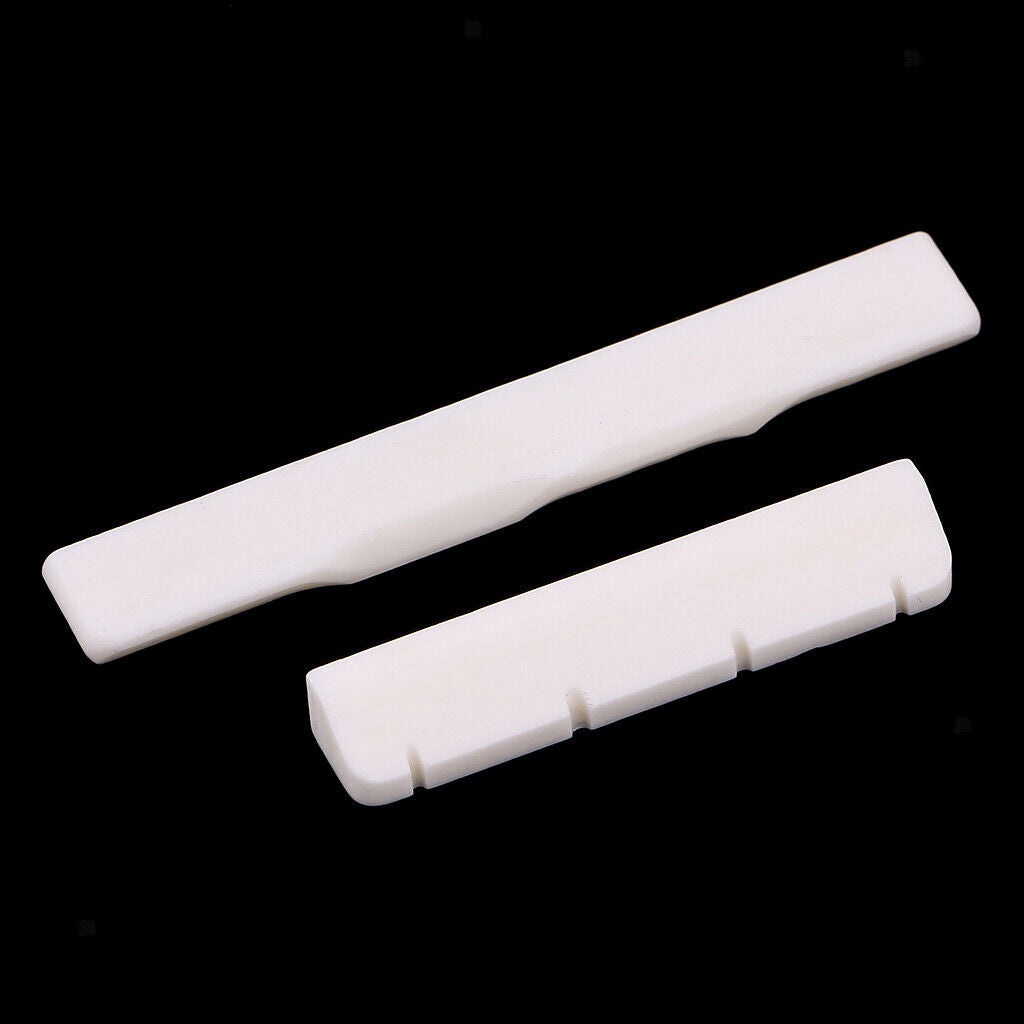 1 Set Guitar Slotted Saddle Nut Carved Bone for Ukulele Uku Replacement Parts