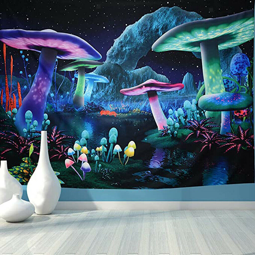 Mushroom Tapestry Psychedelic Wall Hanging Blanket Forest Fantasy Plant Drom