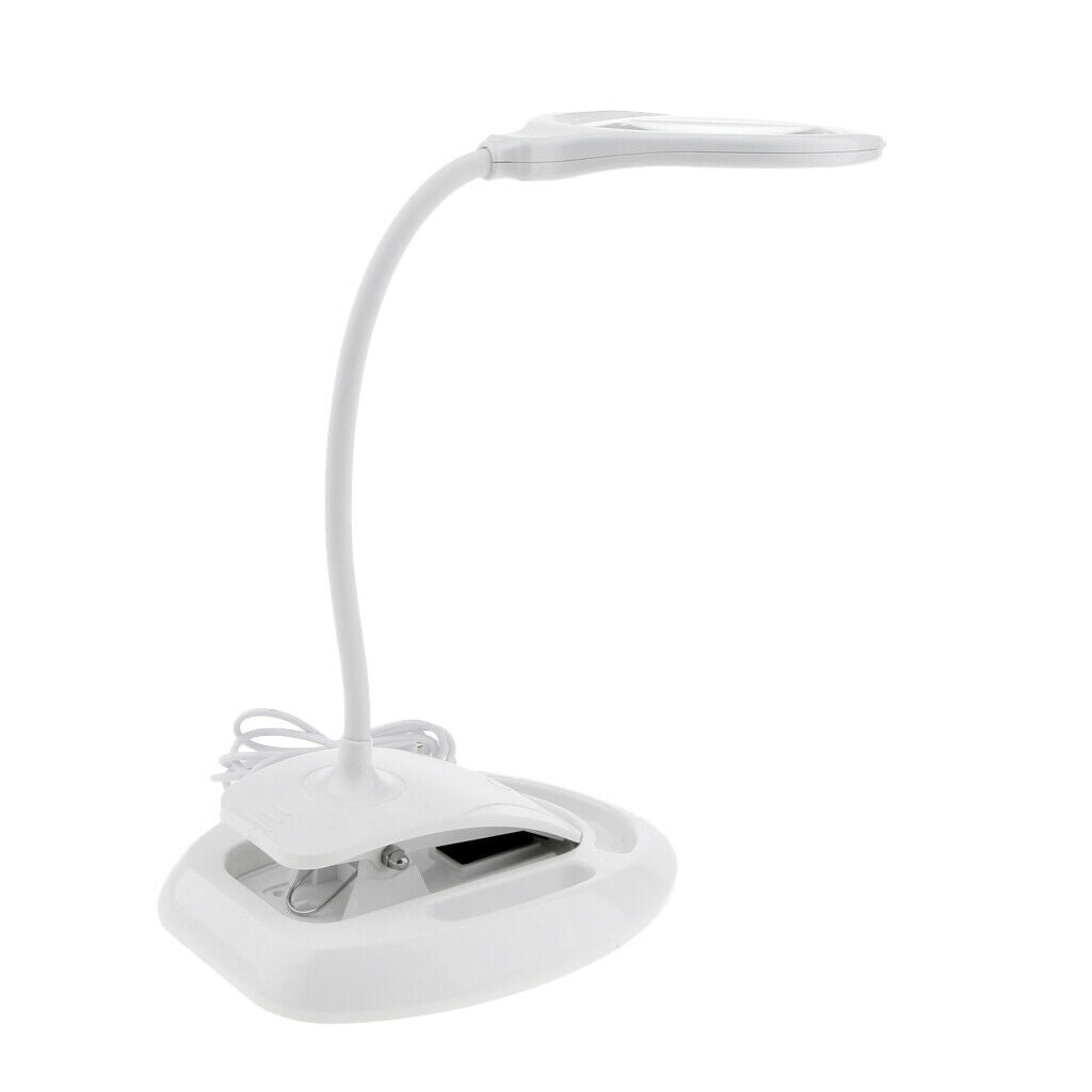 Detachable 3X/8X Magnifier w/ Light Desk Magnifier Lamp For Nail Art Reading