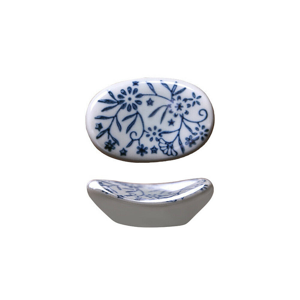 2Pcs Hand-painted Ceramic Ingot Chopstick Rest Rack Kitchen Cutlery Pen Holder