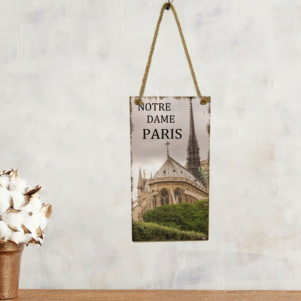 Hanging Wall Poster DIY Hanging Wooden Plaque Notre Dame de Paris Style 1