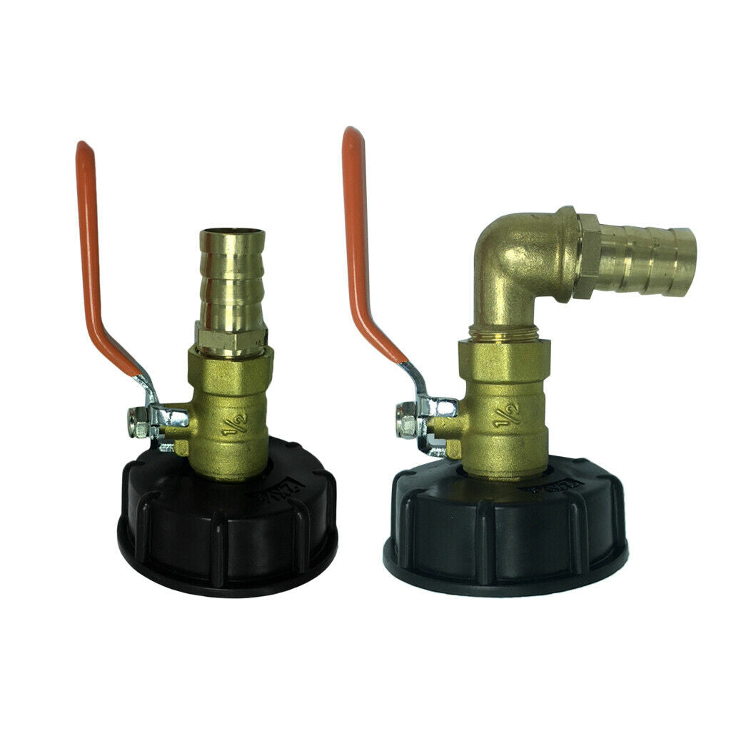 Set of 2, Ton Barrel Tap Adapter w/ Straight & 90 Degree 19mm OD Valve