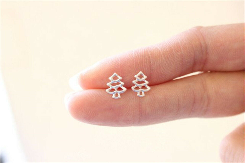 Hollow Christmas Tree Stud Earrings for Women Party Christmas Gift Xmas Earring