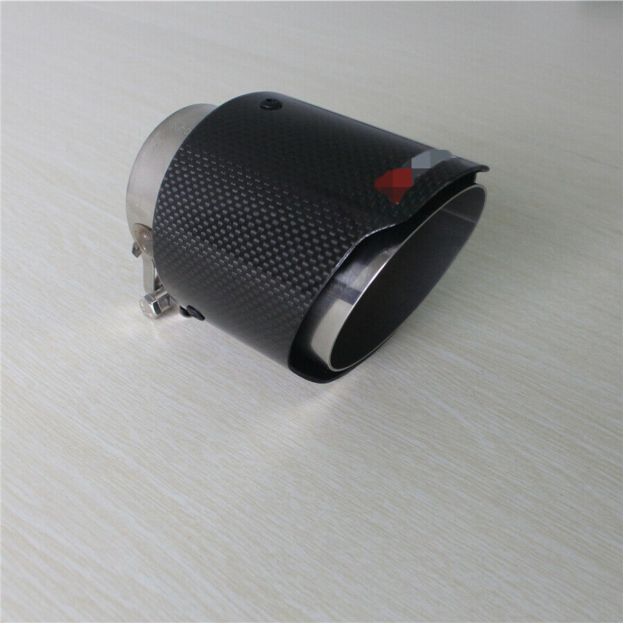 2.5'' Universal Car Exhaust Muffler Pipe Tip Carbon Fiber + Stainless Steel