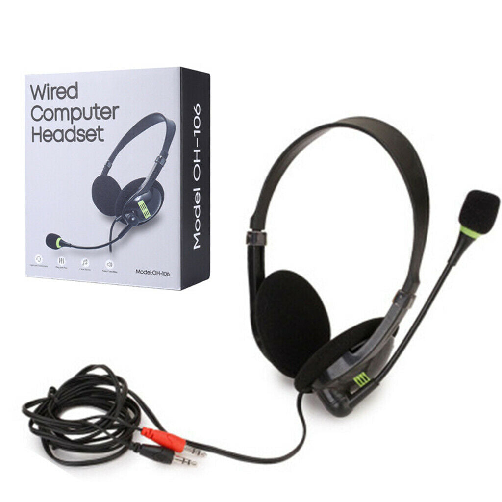 Wired 3.5mm Laptop Headset with Mic Noise Cancelling for Webinar Call Center