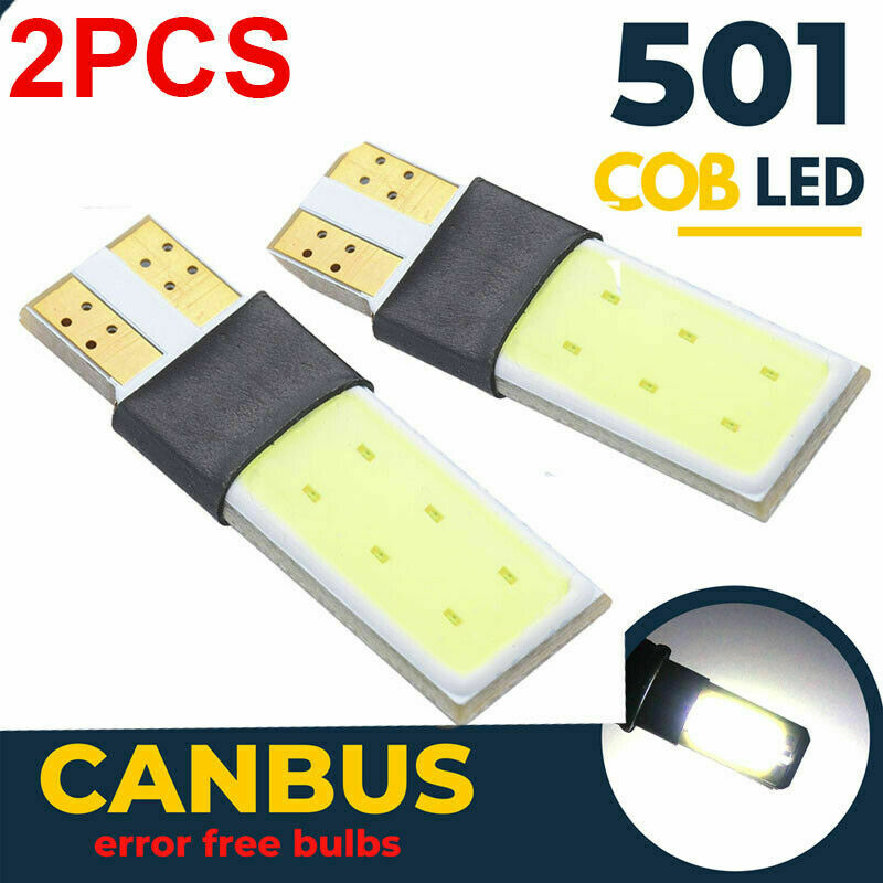 2PC Car Auto T10 Cob LED Bulb Xenon Canbus Error Free 501 Side light Bulbs White