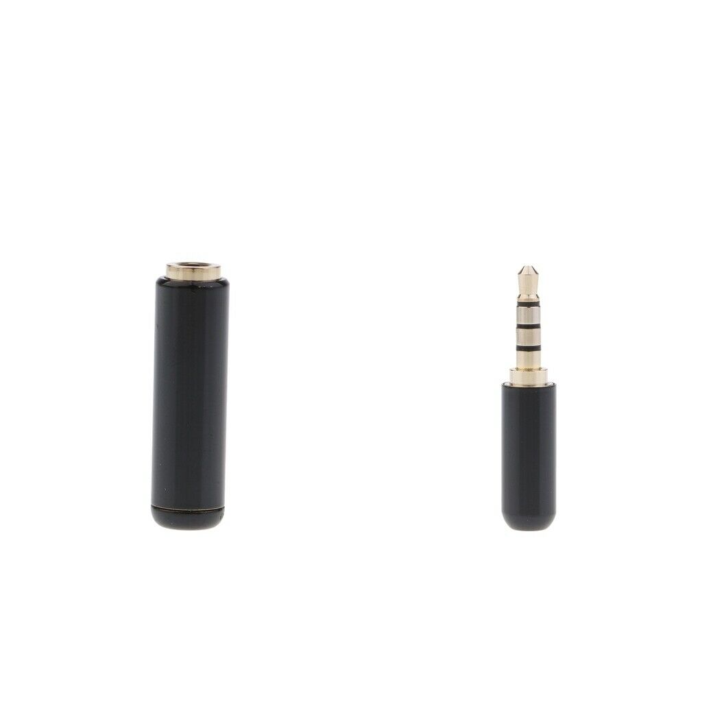 2 Pieces 3.5mm 4-pole Female & Male Plug Audio Cable Connector Adapter Black