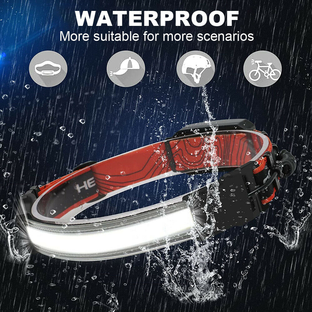 USB Rechargeable COB LED Headlamp Flashlight Headlight Head Torch Waterproof